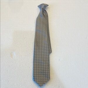 George Boys clip on Tie 15“ silver gray patterned formal